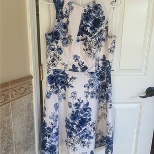 Chic Blue Floral Midi Dress